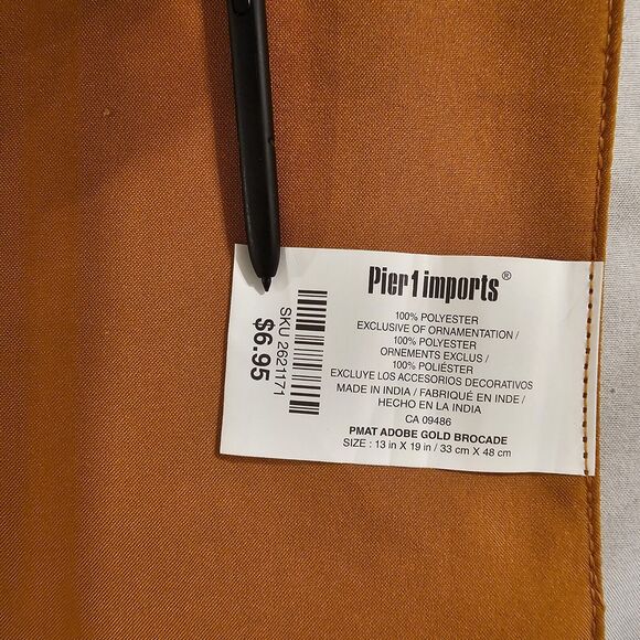 Pier 1 Imports (2) Placemats Adobe Gold Brocade‎ NEW 13” X 19” - Picture 3 of 6